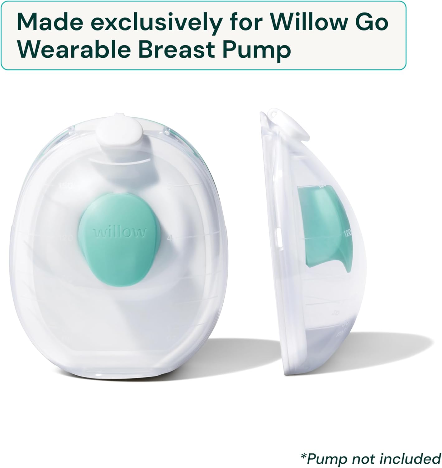 Willow Go - 7oz Reusable Milk Containers with Splash Guard - for use with Willow Go Hands Free Breast Pump