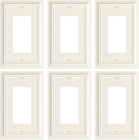6-Pack Decorator Wall Plate Cover, Light Almond Decorative Switch Plates and Outlet Covers, Durable Natural Bamboo Fiber Wall Plates for Electrical Outlets, Receptacle, GFCI Outlet, Dimmer Switch