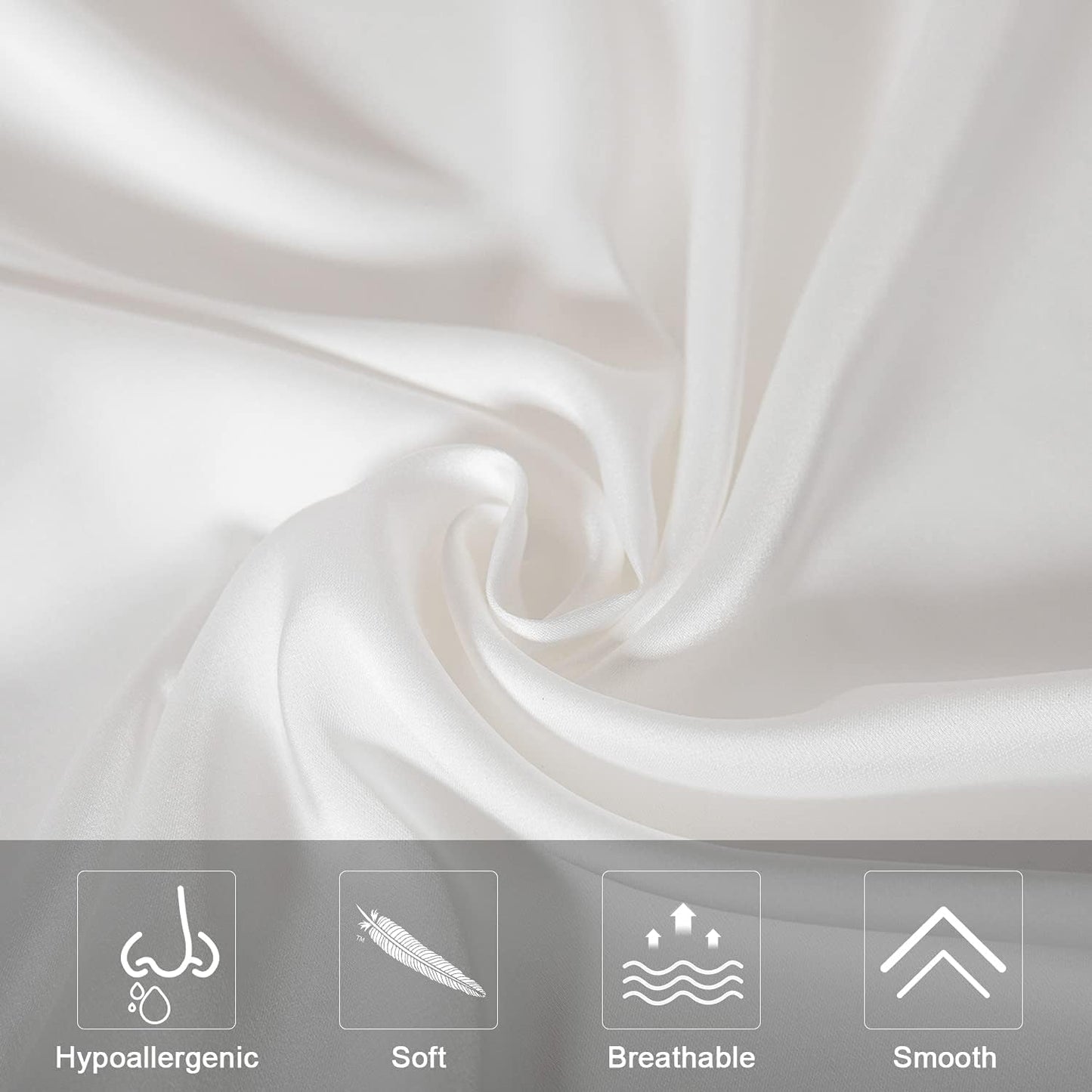 Mulberry Silk Pillowcase for Hair and Skin,Cooling Silk Pillow Case with Hidden Zipper,Allergen Proof Dual Sides Soft Breathable Smooth Silk Pillow Cover for Women (White, Body)