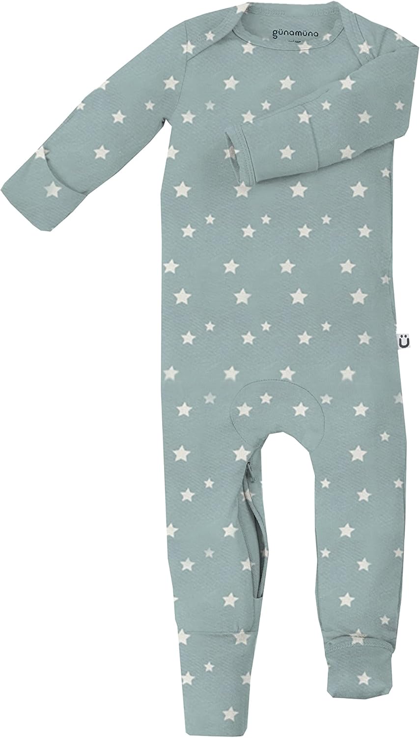GUNAMUNA Unisex Baby Toddler Ultra-Soft Convertible Pajama, Footie or Romper Sleeper with Diaper Zipper, Newborn to 24 Months