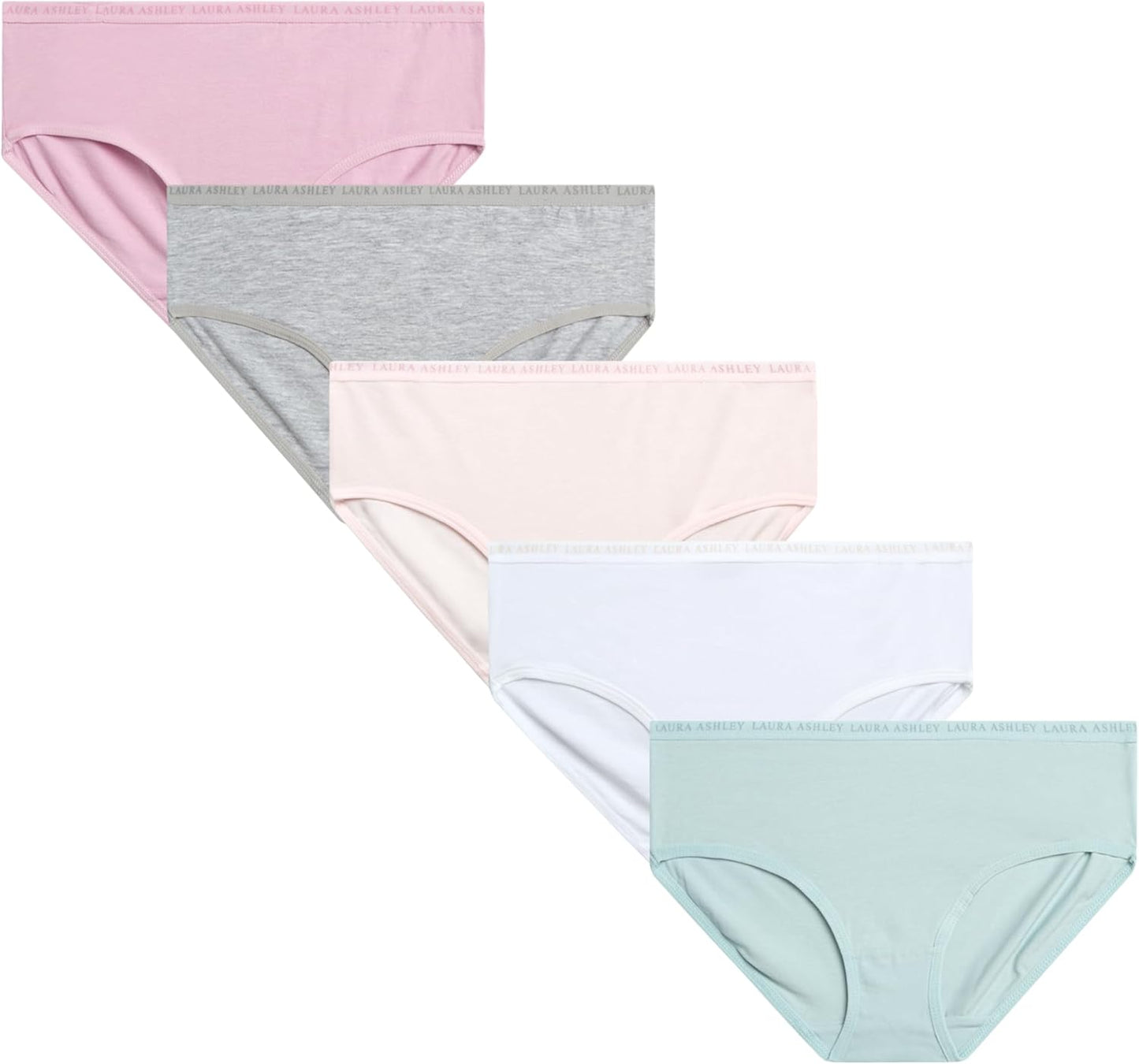 Laura Ashley Girls Underwear - 5 Pack Soft Stretch Breathable Panties for Girls - Lightweight Cotton Panties (Size: 4-12)