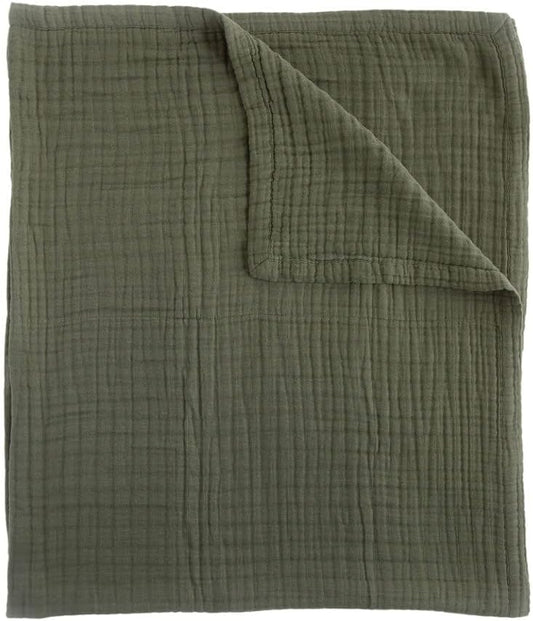 Little Unicorn Premium Quilted Throw | Super Soft, Multi-Layered Muslin XL Blanket| Great for Kids & Families (Fern)