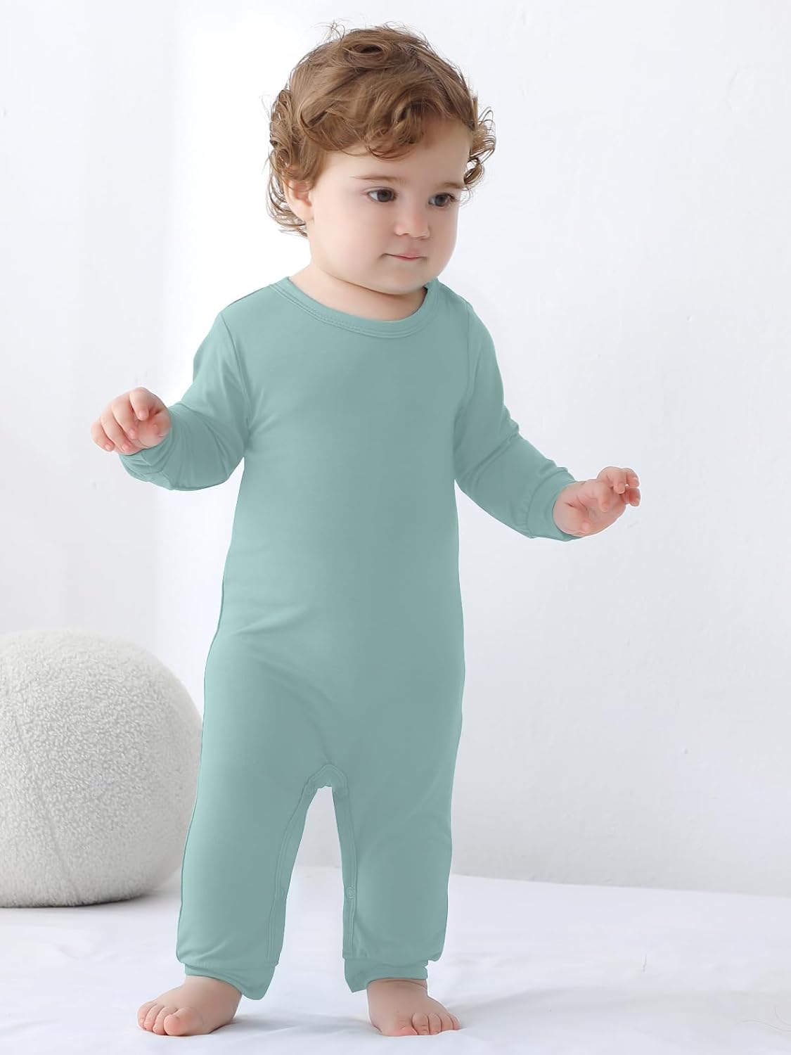 GUISBY Rayon Baby Pajamas, Long Sleeve with Snap Closure Pajamas Sleepers