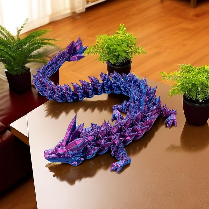 3D Printed Dragon Egg, 12inch Dragon Fidget Toys with Wings Easter Basket Stuffers Executive Desk Toys Crystal Dragon for Autism/ADHD Home Office Decor