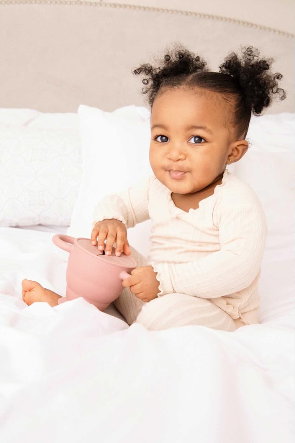 BraveJusticeKidsCo | Snack Attack II Snack Cup | Collapsible Silicone Snack Container | Toddler and Baby Snack Catcher Lid (Blue Steel)