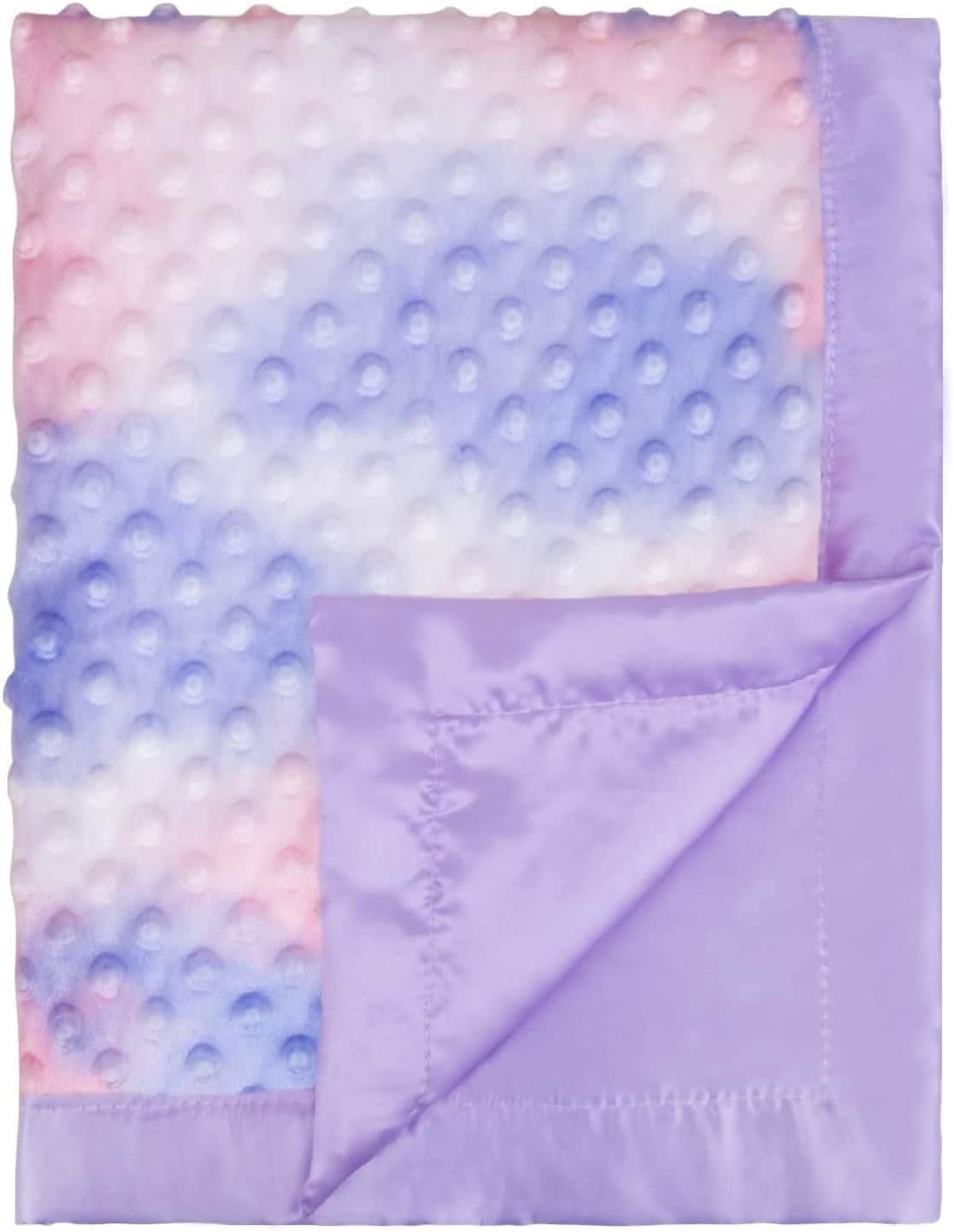 Silky Satin Baby Blanket for Girls Unique Tie Dye Minky Fabric with Soft Luxury Silk Silky Backing Toddlers Blanket for Sleeping Nursery Travel Decoration Purple 30 x 40 Inch