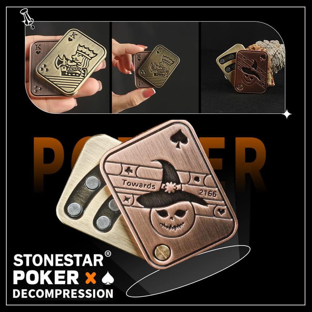 Magnetic Metal Fidget Toys - Metal Poker Push Card Fidget Slider Stress Relief Toy, Men’s EDC Toy Fidget Toy Haptic Coin, Office Desk Toys Gifts for Boyfriend and Father (New KK)
