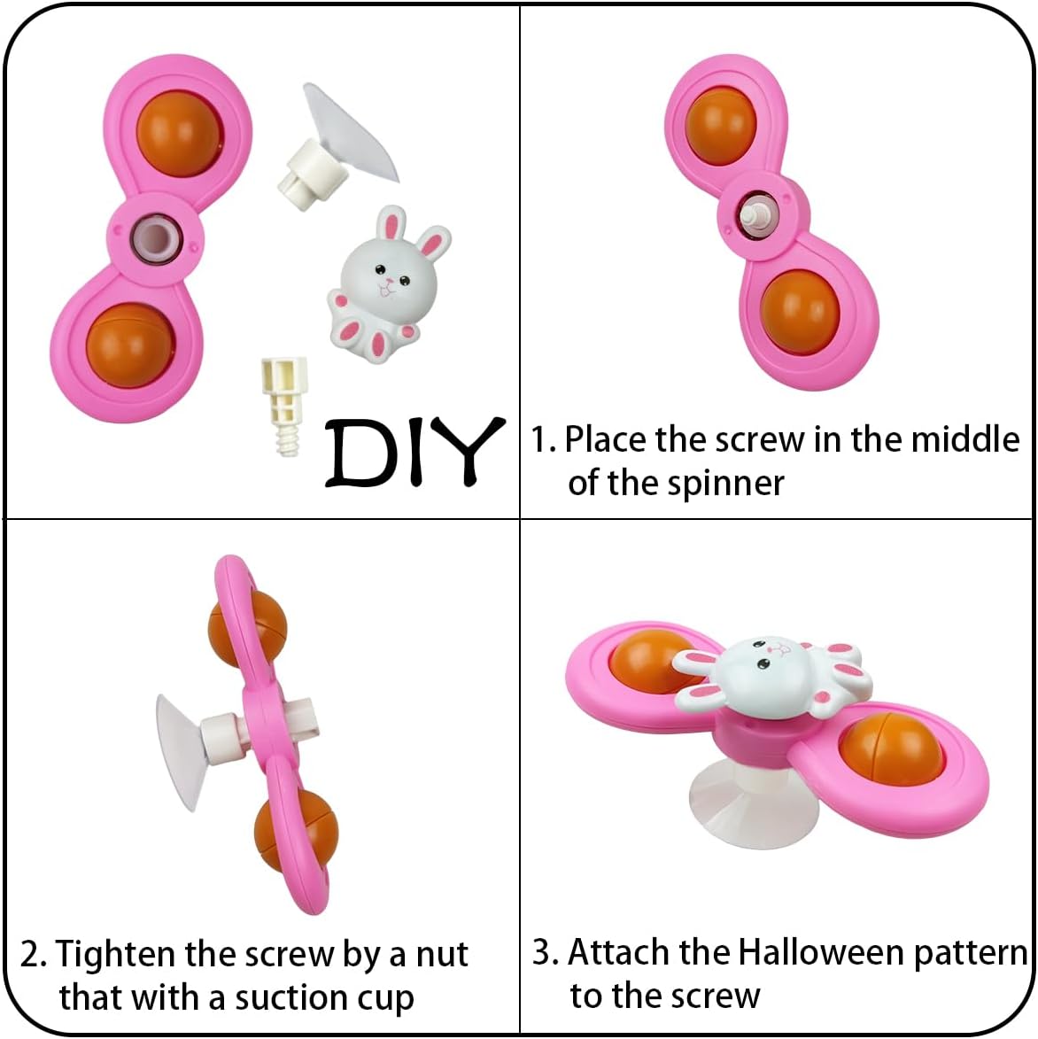 Jofan 3 Pack Easter Suction Cup Spinner Toys for Baby Toddlers Kids Easter Basket Stuffers Gifts Fillers Party Favors