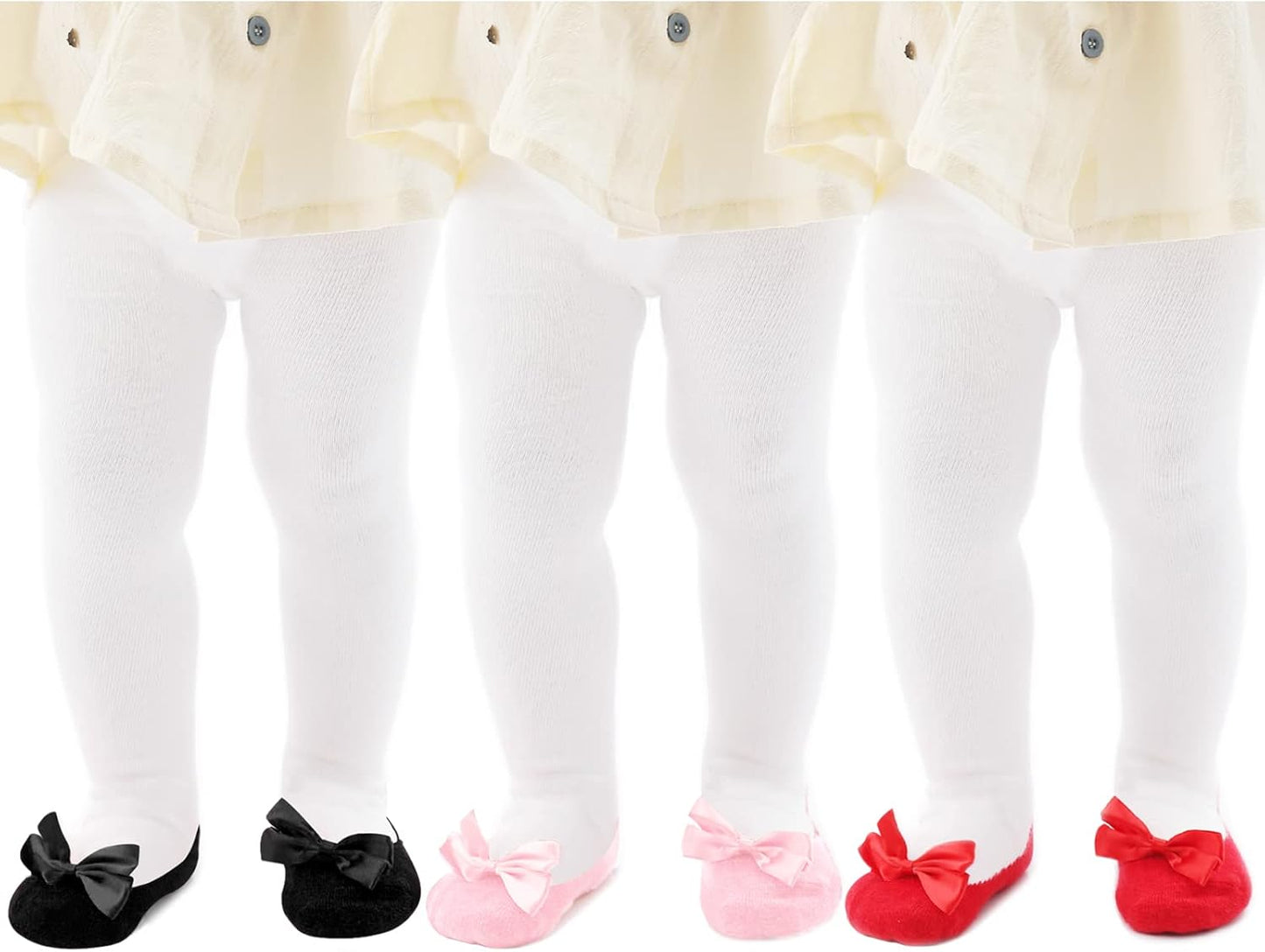 Mini angel Baby Tights Non Slip Baby Girl Tights Plain/Shoe-Look Leggings Seamless Pantyhose Warm Cotton Leggings Non-Skid