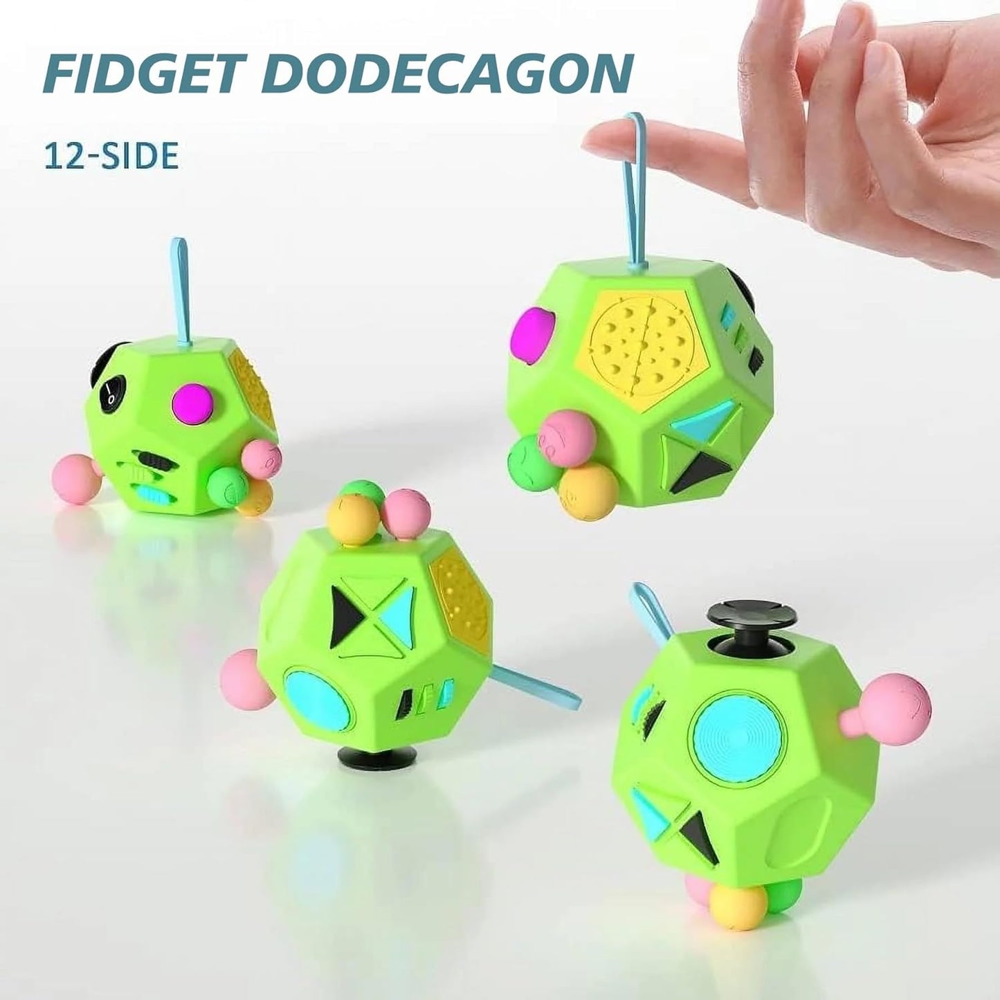 Fidget Dodecagon –12-Side Fidget Toys Cube Relieves Stress and Anxiety Anti depression cube for Children and Adults with Autism(B1 Green)