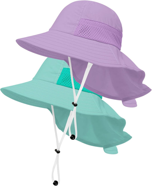 Toddler Baby Sun Hat Kids Summer UPF 50+ for Boys Girls Adjustable Beach Hats with Bucket Wide Brim Age 1-7 Years