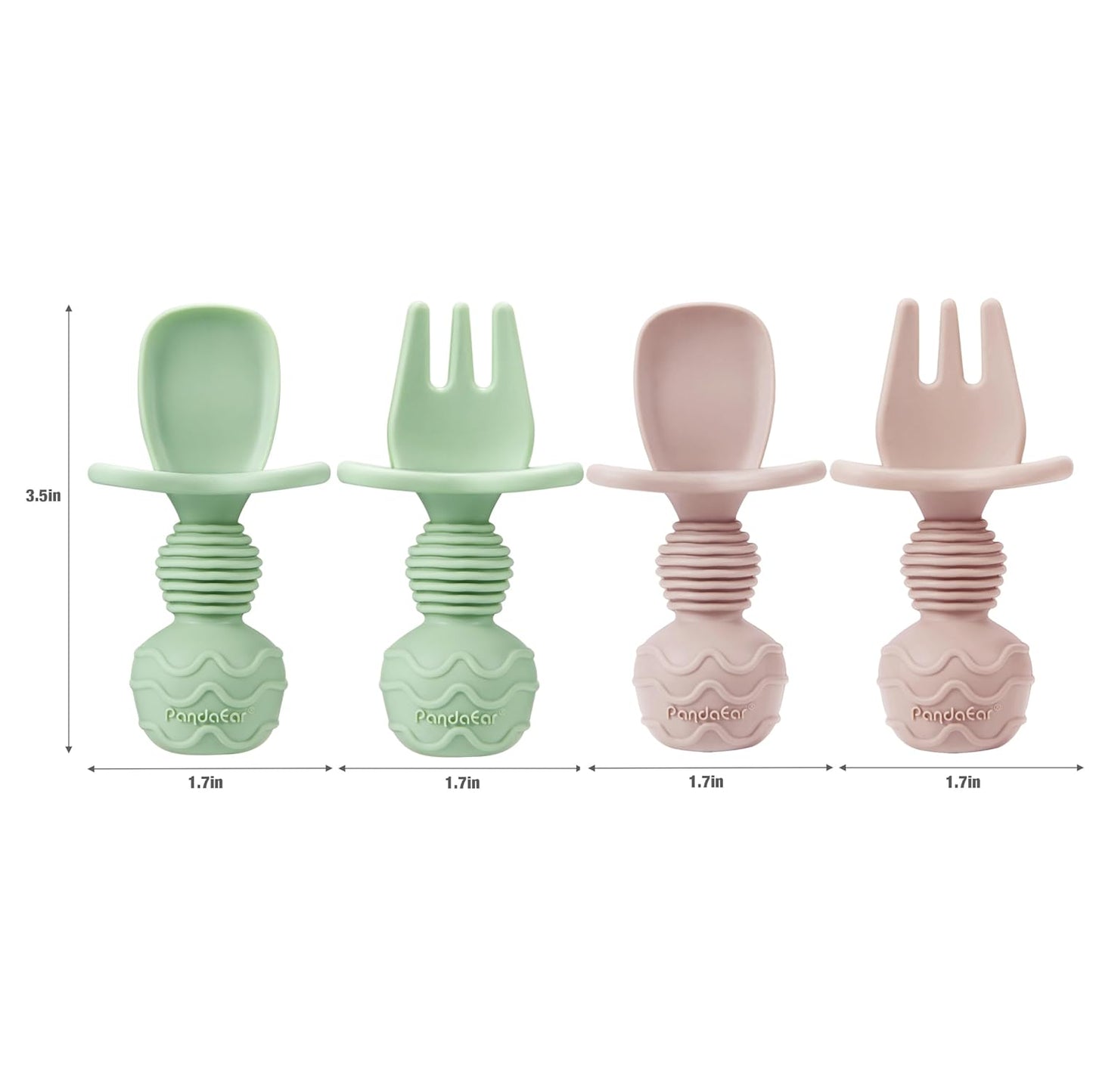 PandaEar 2 Pack Silicone Baby Straw & Snack Cup with 2 Spoons 2 Forks, Dual-Purpose Toddler Training Cups, Pink Green