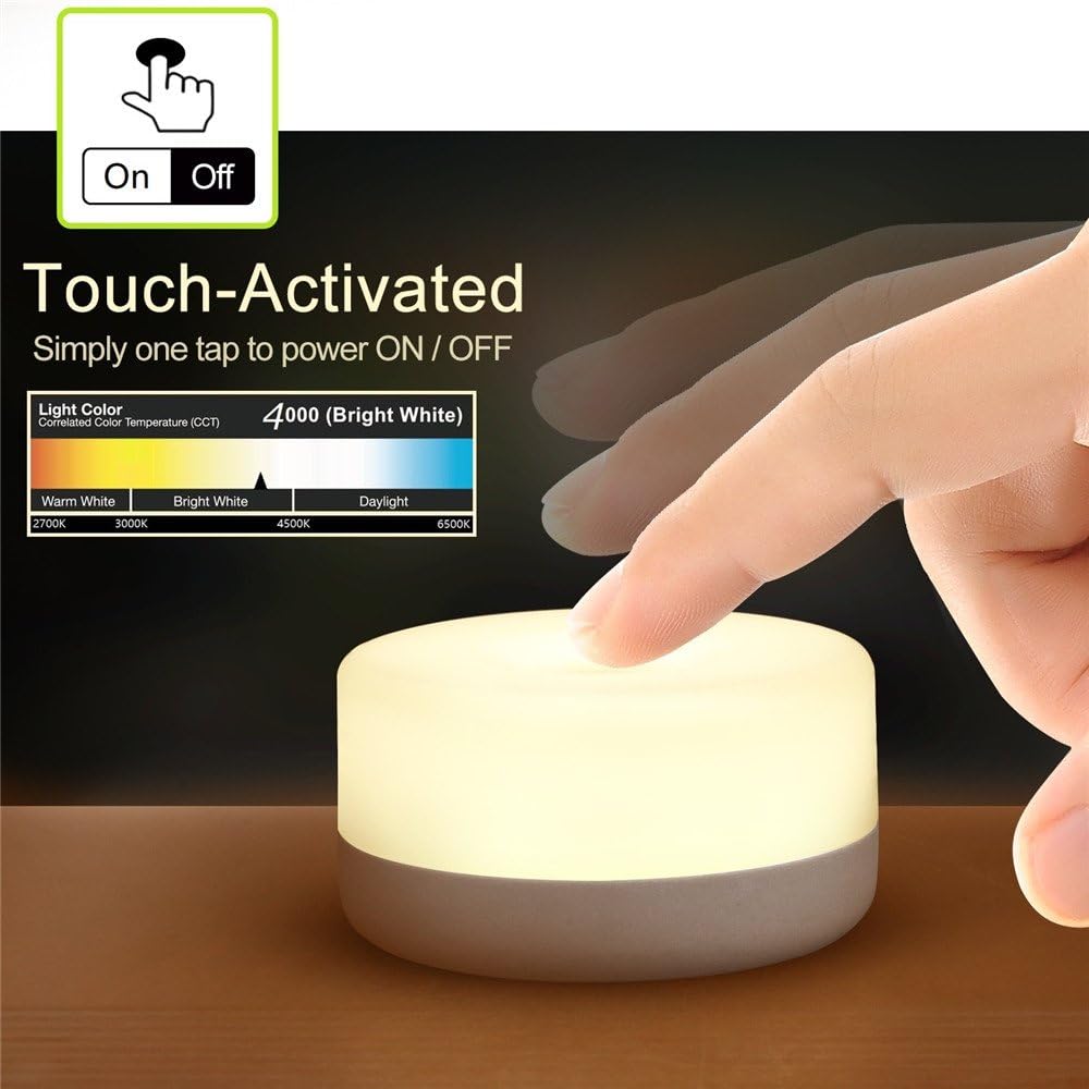 Rechargeable Mini Touch Night Light, Wireless LED Lamp for Kids - Portable, Dimmable Nursery Lamp