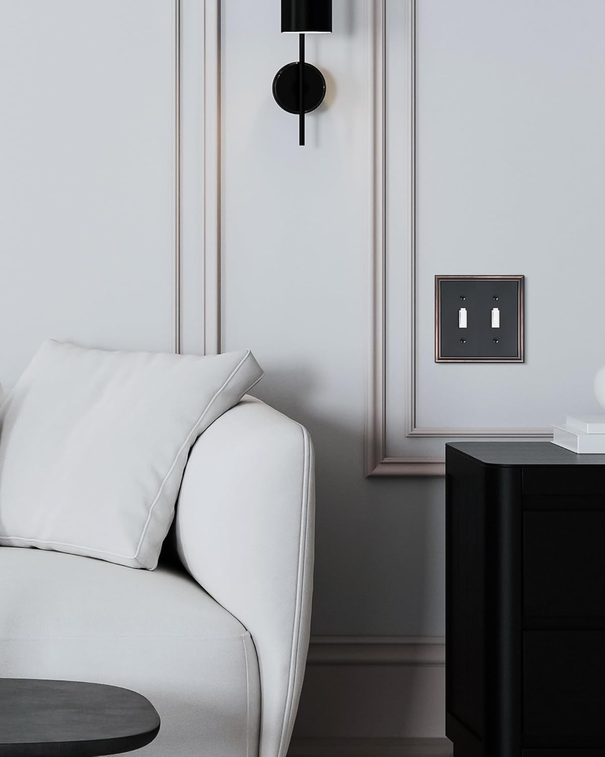 2-Pack Double Toggle Light Switch Cover Plate, Durable Solid Zinc Alloy Decorative Dual Switch Plate Covers, Aged Bronze 2 Gang Wall Plate, Corrosion Resistant