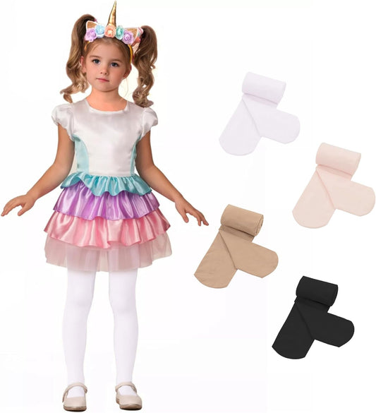Zando 4 Pairs Tights for Girls Ultra Soft Velvet Dance Tights for Girls Ballet Gymnastics School Uniform 1-14 Years