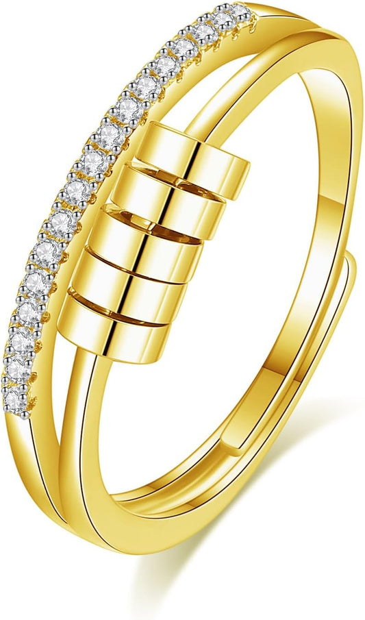 INFUSEU Funny Spinner Fidget Rings for Women Girls Anti Anxiety Stress Worry, Adjustable Size