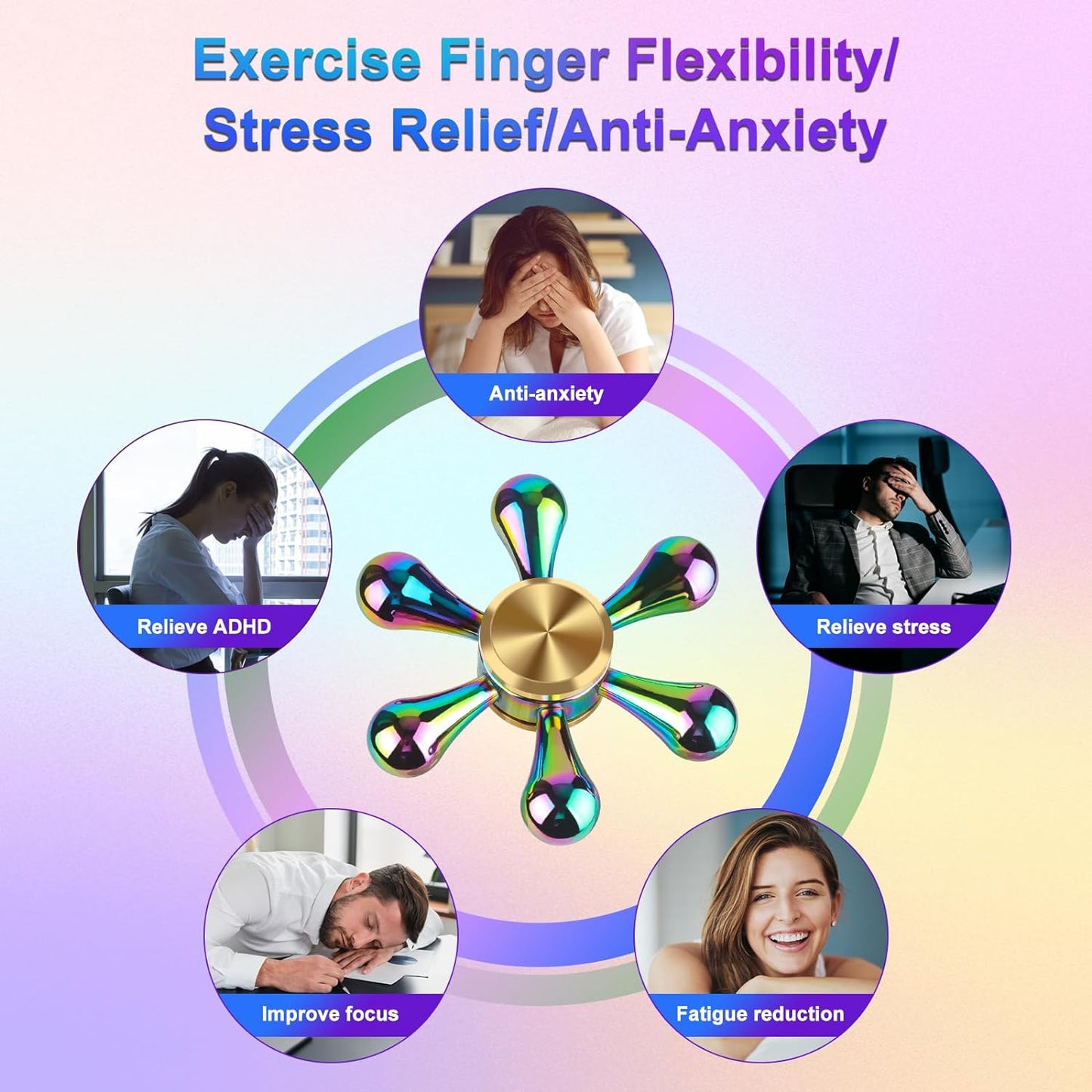 ATESSON Fidget Spinners Toy,Ultra Durable Stainless Steel Bearing High Speed 2-5 Min Precision Brass Metal Finger Spinner,EDC ADHD Stress Relief Anxiety Relieves Reducer for Kids and Adults