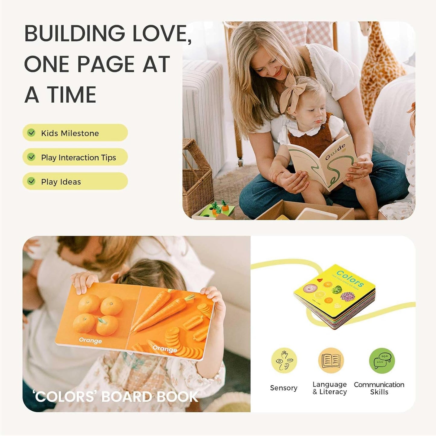 Tiny Land Montessori Toy Set for Baby 13-15 Months Explorer Play Kit - 7-in-1 Baby Drum, Carrot Harvesting and Coin Boxes, Stacking and Color Matching Plate, Size Matching Puzzle, Color Board Book