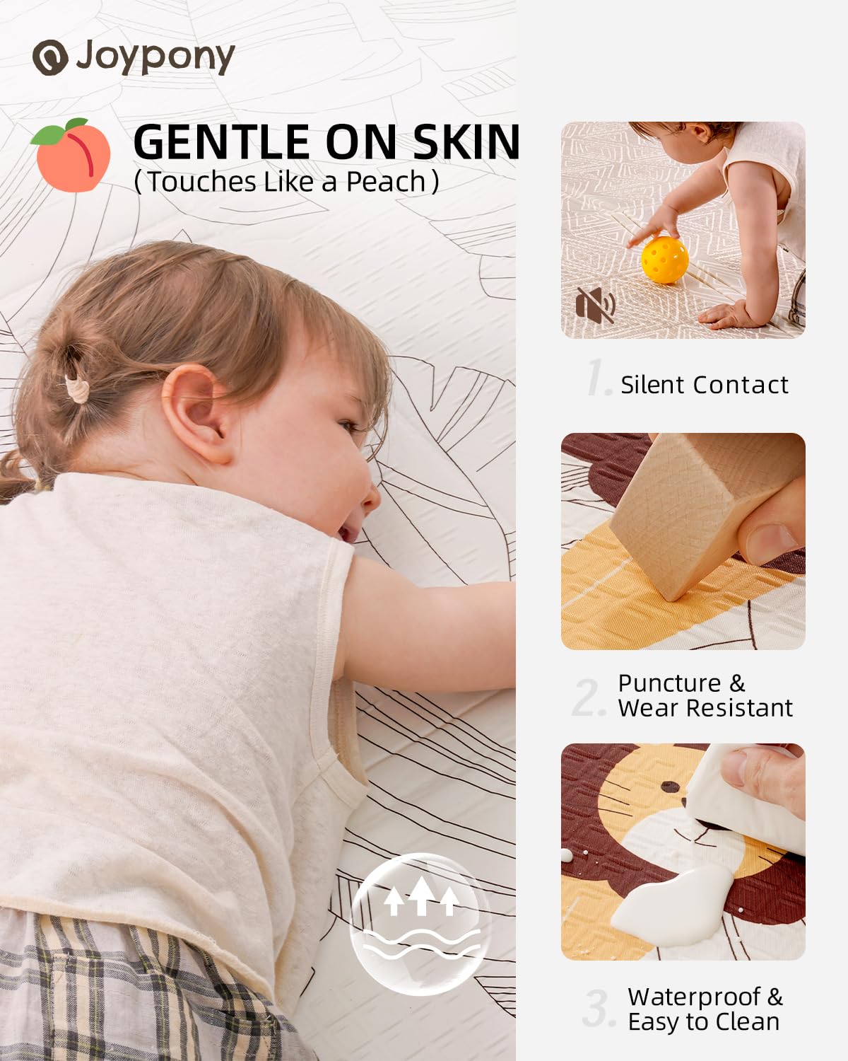 Baby Play Mat 71x79 Inch, 2 in 1 Fabric & XPE Dual-Sided Design Foldable Play Mats for Babies and Toddlers, Waterproof & Anti-Slip Baby Mat for Floor, Portable Baby Foam Crawling Mat with Travel Bag