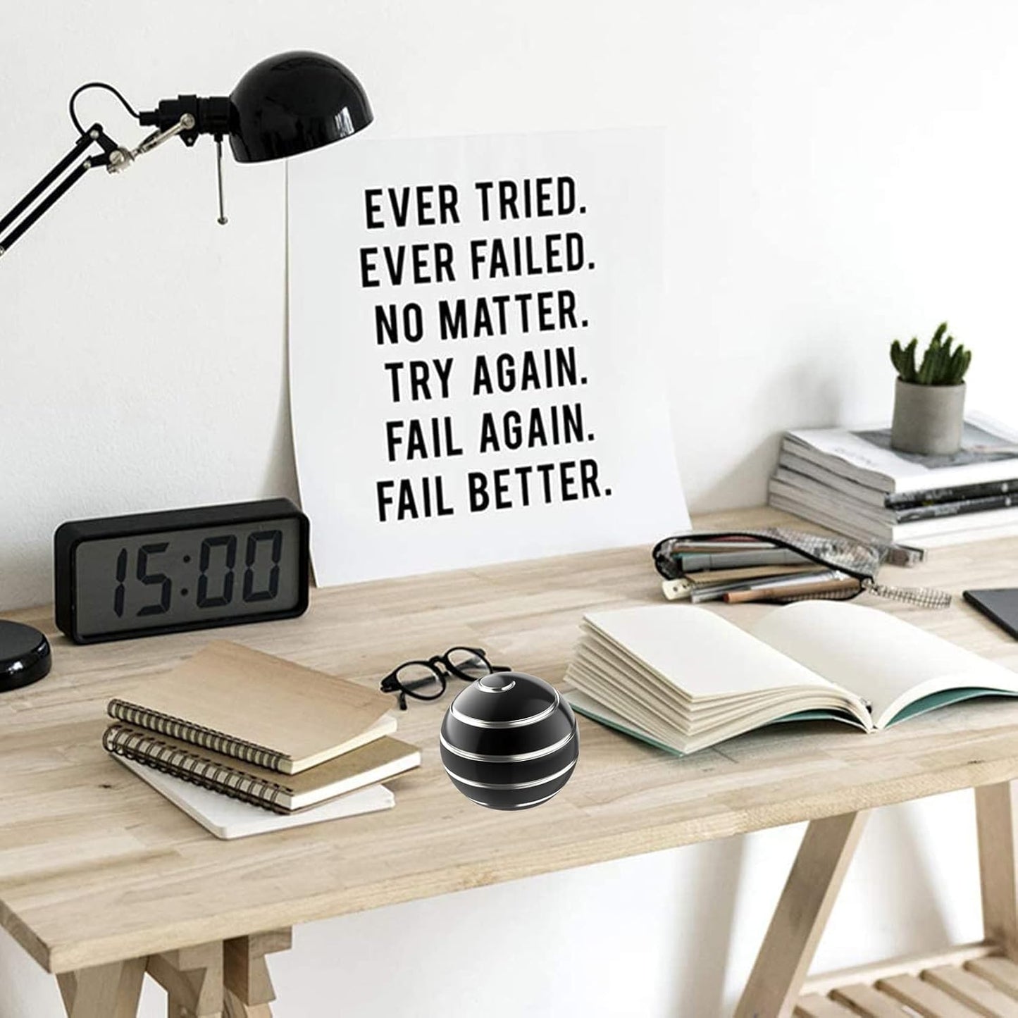 Kinetic Desk Toys for Adults, 1.77'' ADHD Fidget Spinner Toys for Office for Adults, Desk Stress Relievers Toys for Adults, Party Favor Toys for Christmas Halloween Day (45MM, Black-A)