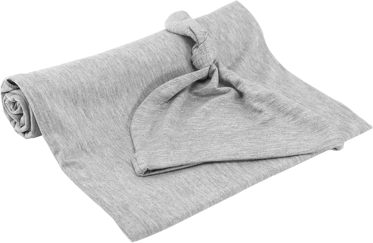 iEvolve Cotton Knitted Baby Swaddle Blanket with Hat Headband Set Newborn Swaddle Wrap Receiving Blankets for Baby Girl Boy 45" x 45"(Ginger)