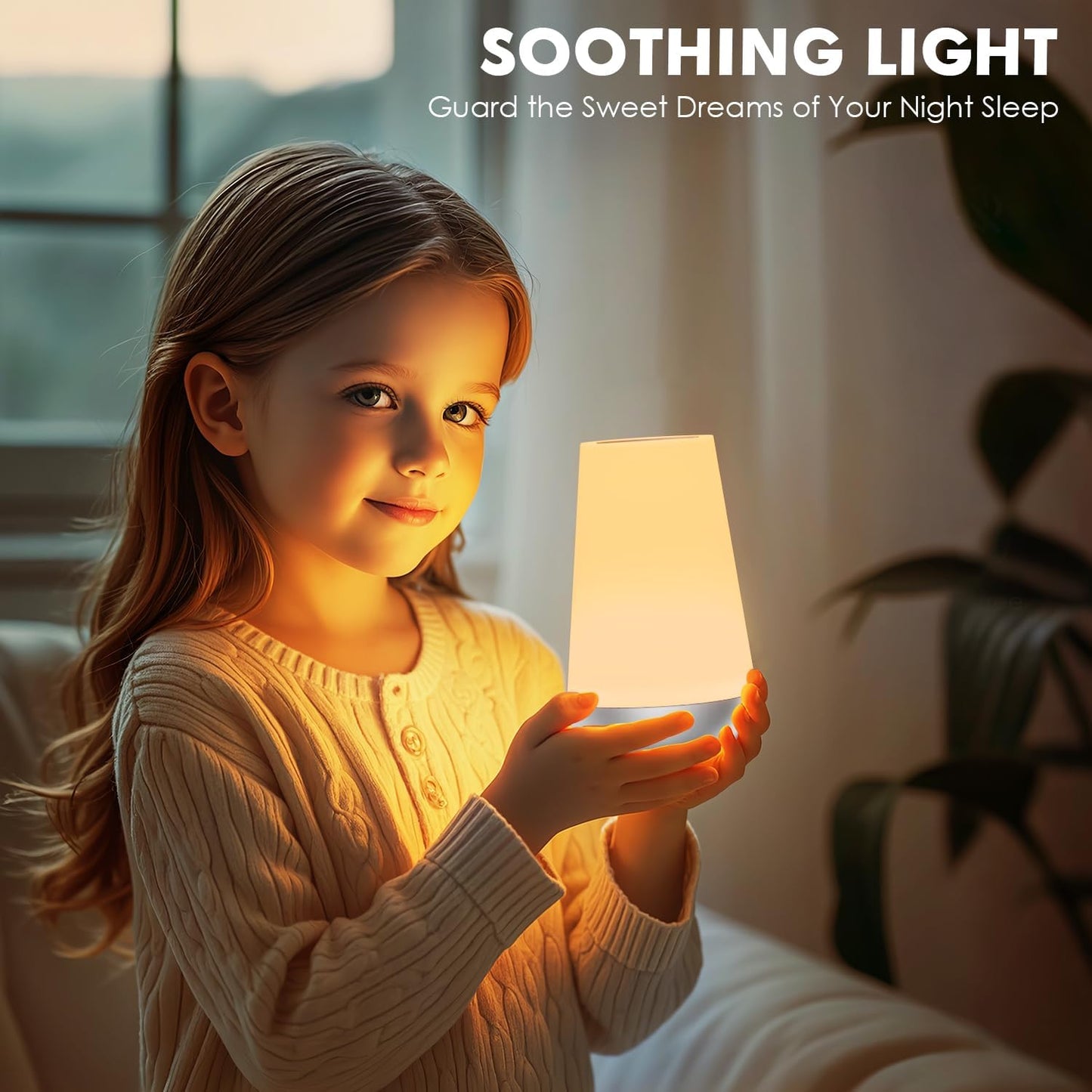Night Light for Kids Baby, 2500mAh13 RGB Colors & 5 Brightness, Portable Rechargeable LED Bedside Lamp for Baby Nursery, Night Lights for Bedroom Living Room Bathroom Hallways, Silver
