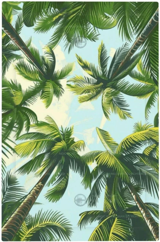 Summer Sky Coconut Palms Trees Green Plants Leaf Light Switch Cover Plate 1 Gang No Device Blank Electrical Wall Plates Faceplate Decorative Switch Plate for Bed Room Living Room Decor