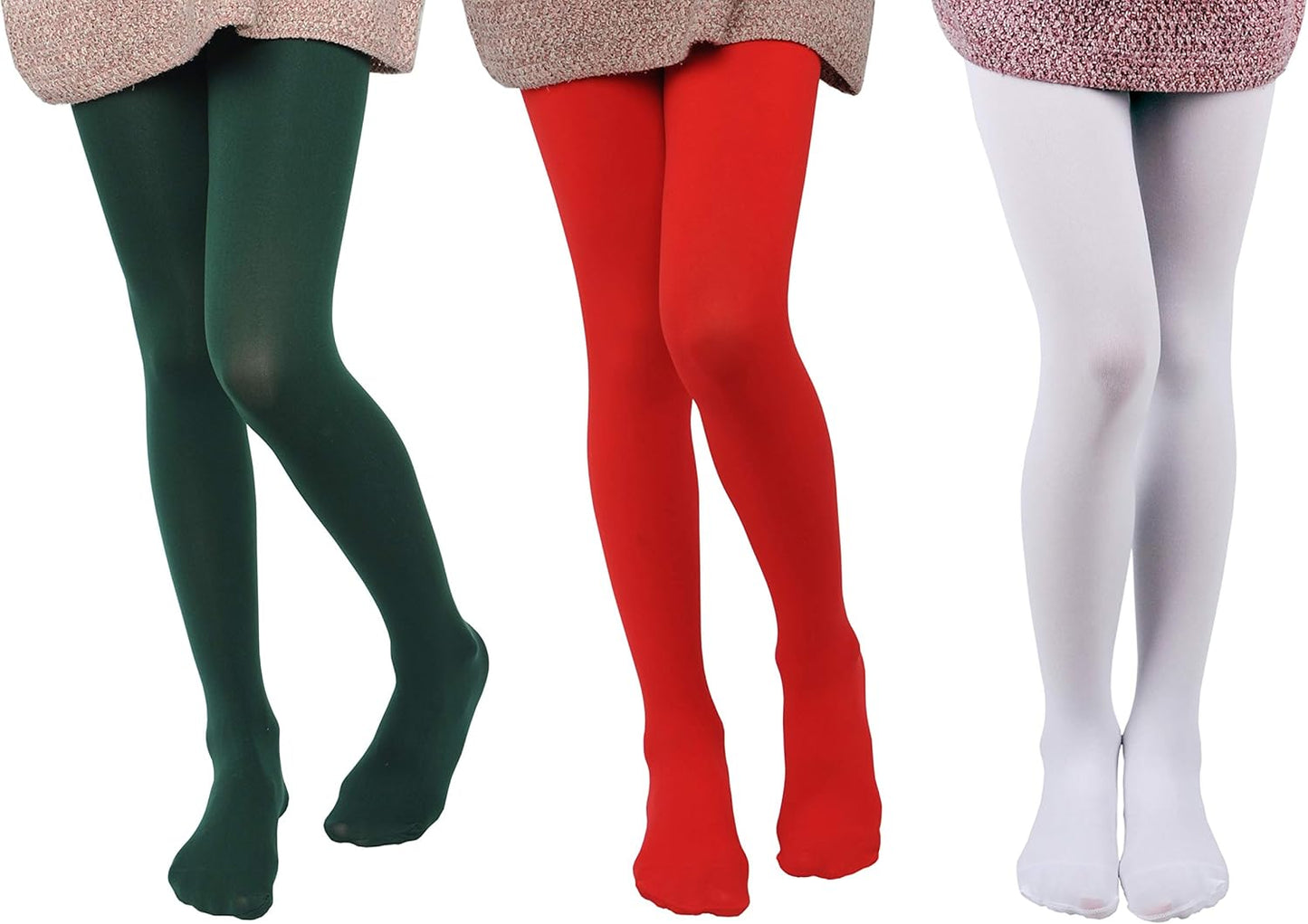 EVERSWE 3 Pairs Pack Girls Microfiber Tights Multiple Colors