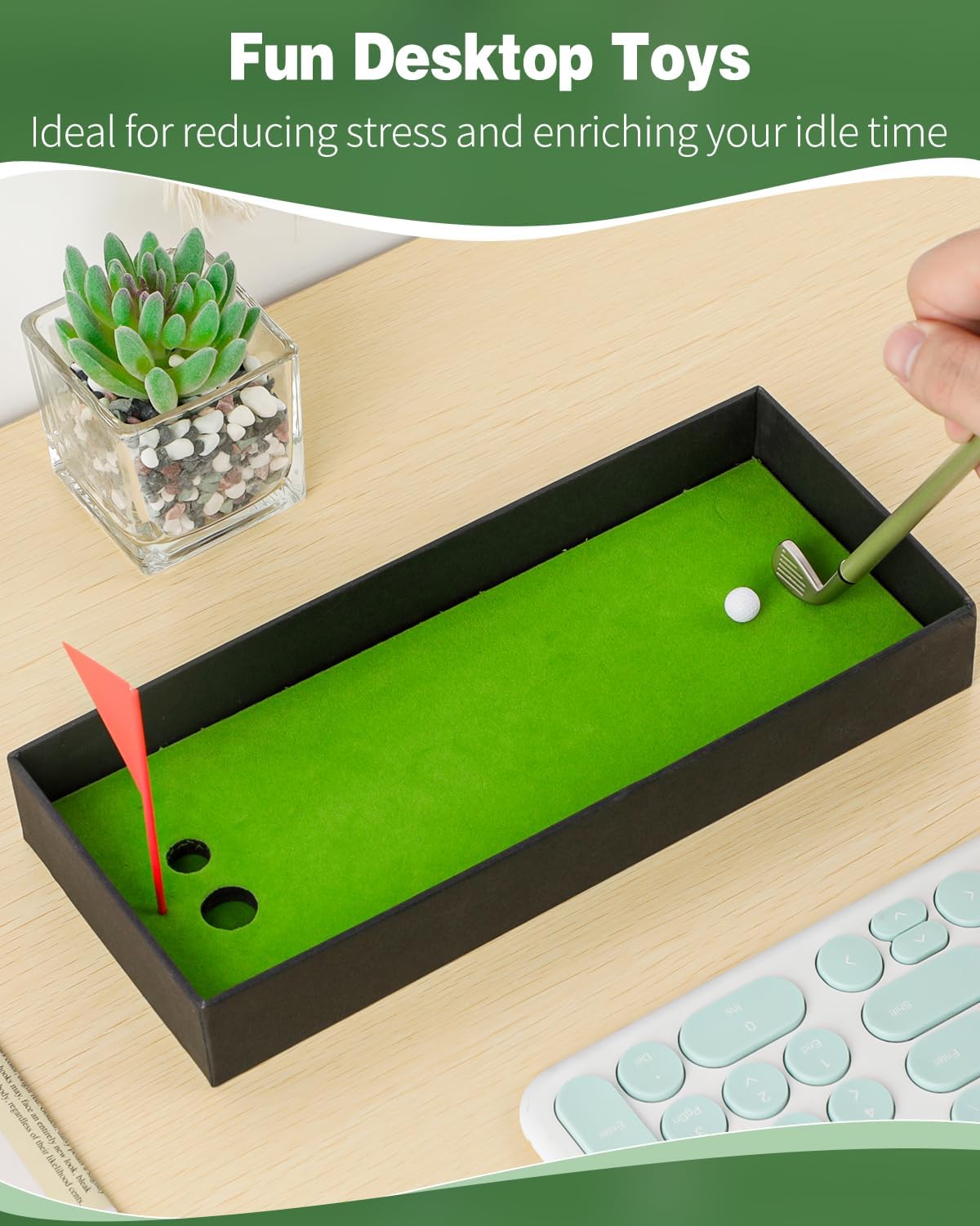 GreenHaven 2 Pack Mini Golf Pen Set, Mini Desktop Golf Gift Golf Ball Club Pen Unique Christmas Stocking Stuffers Funny Birthday Gift for Men Women Adults Golfers Dad Boss Coworker Boyfriend