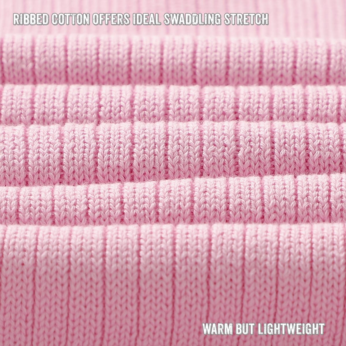 Organic Ribbed Swaddle Blanket for Boys & Girls - 100% Luxury Organic Soft Cotton Knit Warm Cozy Cuddle Stroller Crib Blanket for Newborns, Infants, & Toddlers (Bubblegum)