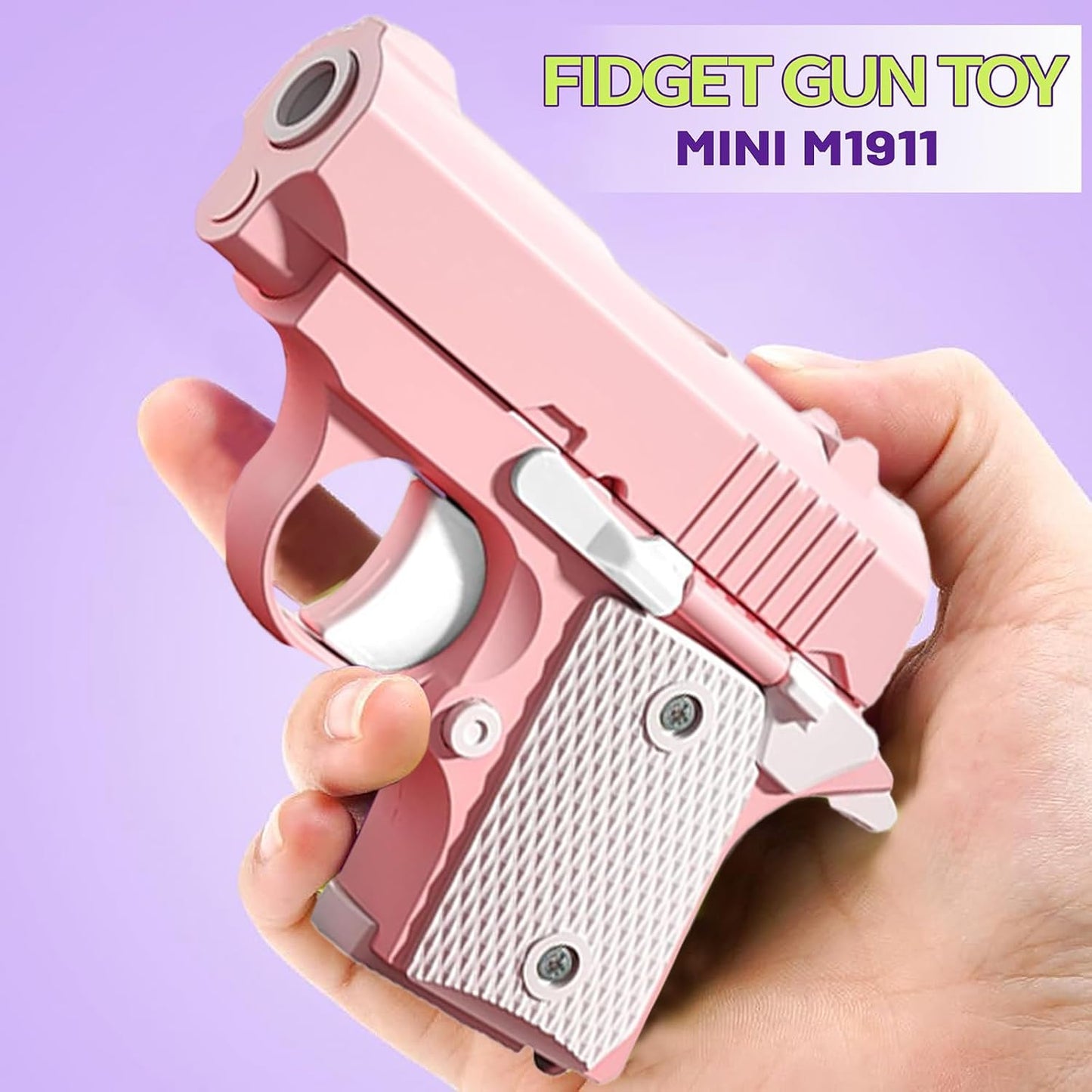 Fidget Toys for Adults, 1911 3D Printed Small Pistol Toys, Stress Relief Pistol Toys Suitable for Relieving ADHD, Anxiety, Suitable Toys for Friends Adults and Kids Best Gift (Pink)