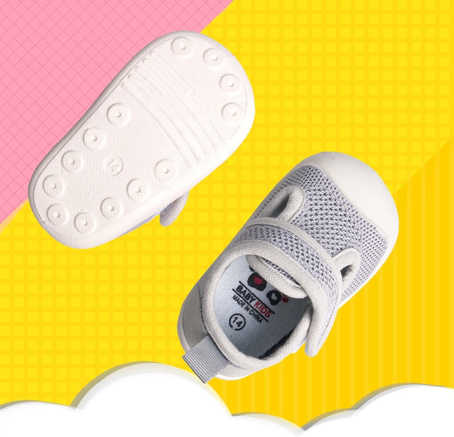 Baby First-Walking Shoes 1-4 Years Kid Shoes Trainers Toddler Infant Boys Girls Soft Sole Non Slip Cotton Canvas Mesh Breathable Lightweight TPR Material Slip-on Sneakers Outdoor