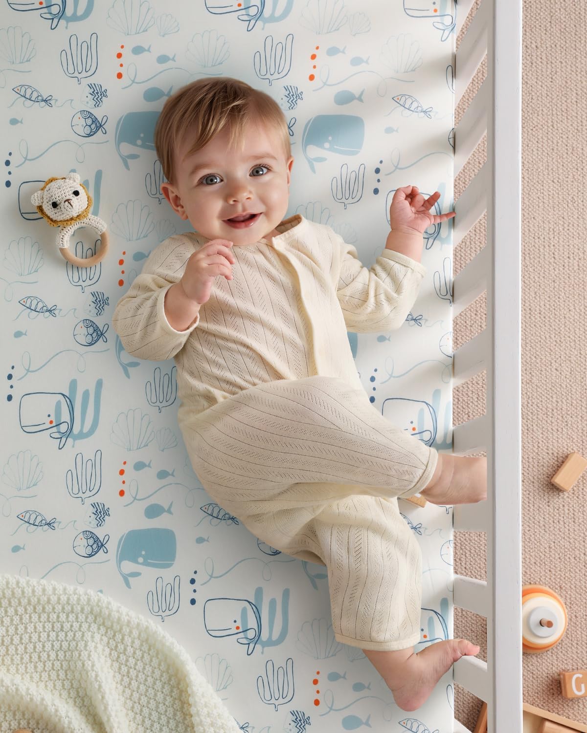 Yoofoss Baby Crib Sheets 2 Pack for Boys and Girls - 52x28 Fitted Crib Sheet Neutral Fits for Standard Crib and Toddler Mattress, Ultra Soft Breathable Microfiber Underwater World