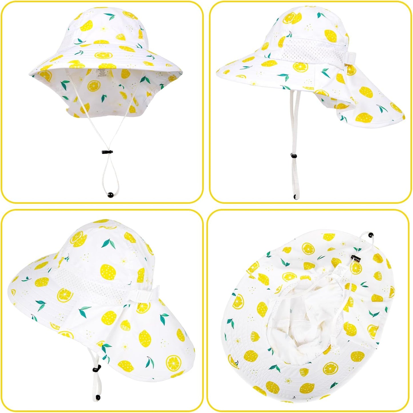 Toddler Baby Sun Hat Kids Summer UPF 50+ for Boys Girls Adjustable Beach Hats with Bucket Wide Brim Age 1-7 Years