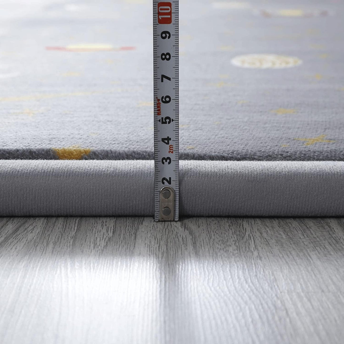 Loartee Coral Velvet Area Rug - 1" Thick Memory Foam Baby Play Mat, Washable Toddler Carpet, Home Decor for Living Room, Nursery, Kids Bedroom, Astral Gray, 5'11"x6'7"