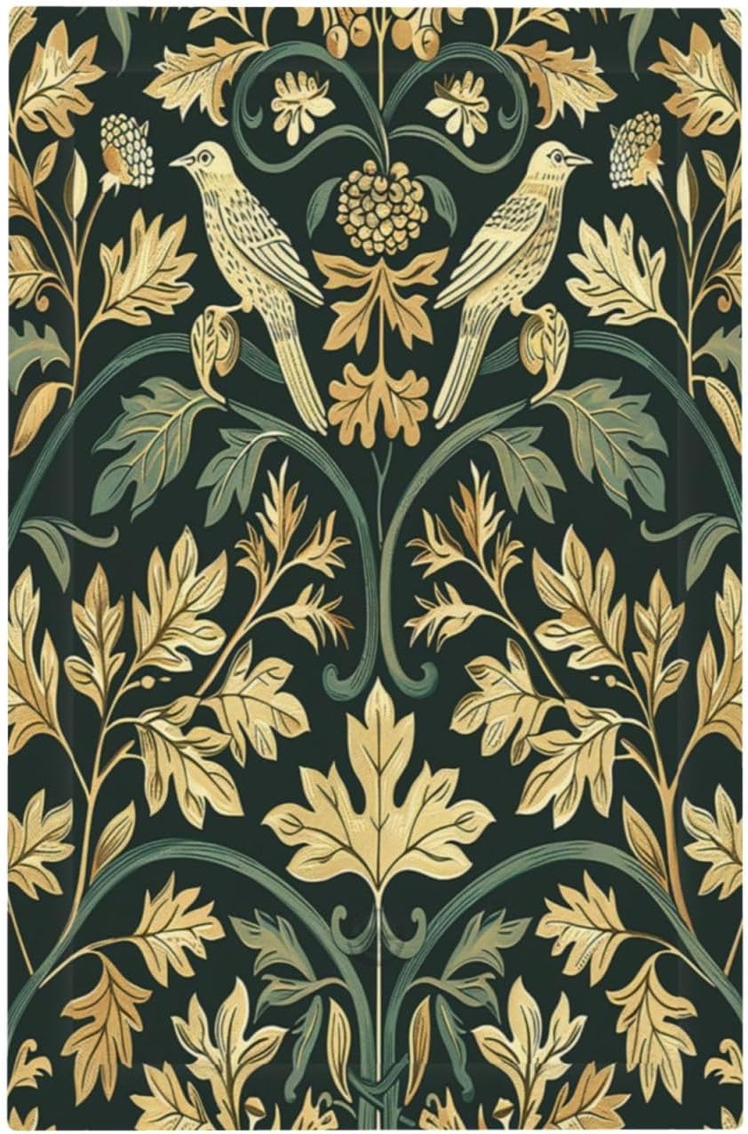 Light Switch Cover Plate William Morris Vintage Botanical Birds Golden Green Leaves 1 Gang No Device Blank Electrical Wall Plates Faceplate Decorative Switch Plate for Bedroom Home Decor