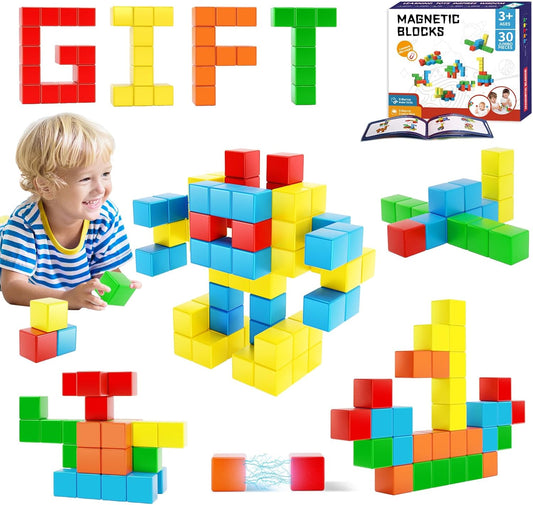 Magnetic Blocks 1.18 inch, Large Magnetic Cube Toy for Sensory STEM Education Preschool Magnet Toys for 3 4 5 6 Year Old Boys and Girls,Christmas Birthday Gifts for Kids Age 3+