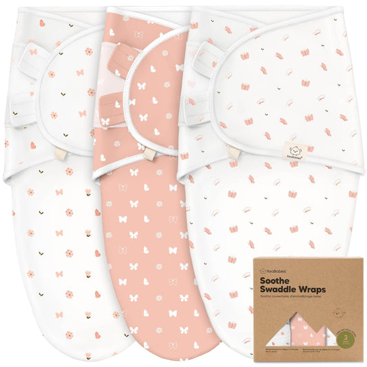 KeaBabies 3-Pack Organic Baby Swaddle Sleep Sacks - Swaddles for Newborns, Infant 3-6 Months, Baby Girls, Boys, Soft & Snug Newborn Sleep Sack, Nursery Swaddling Blankets (Butterflies, L)