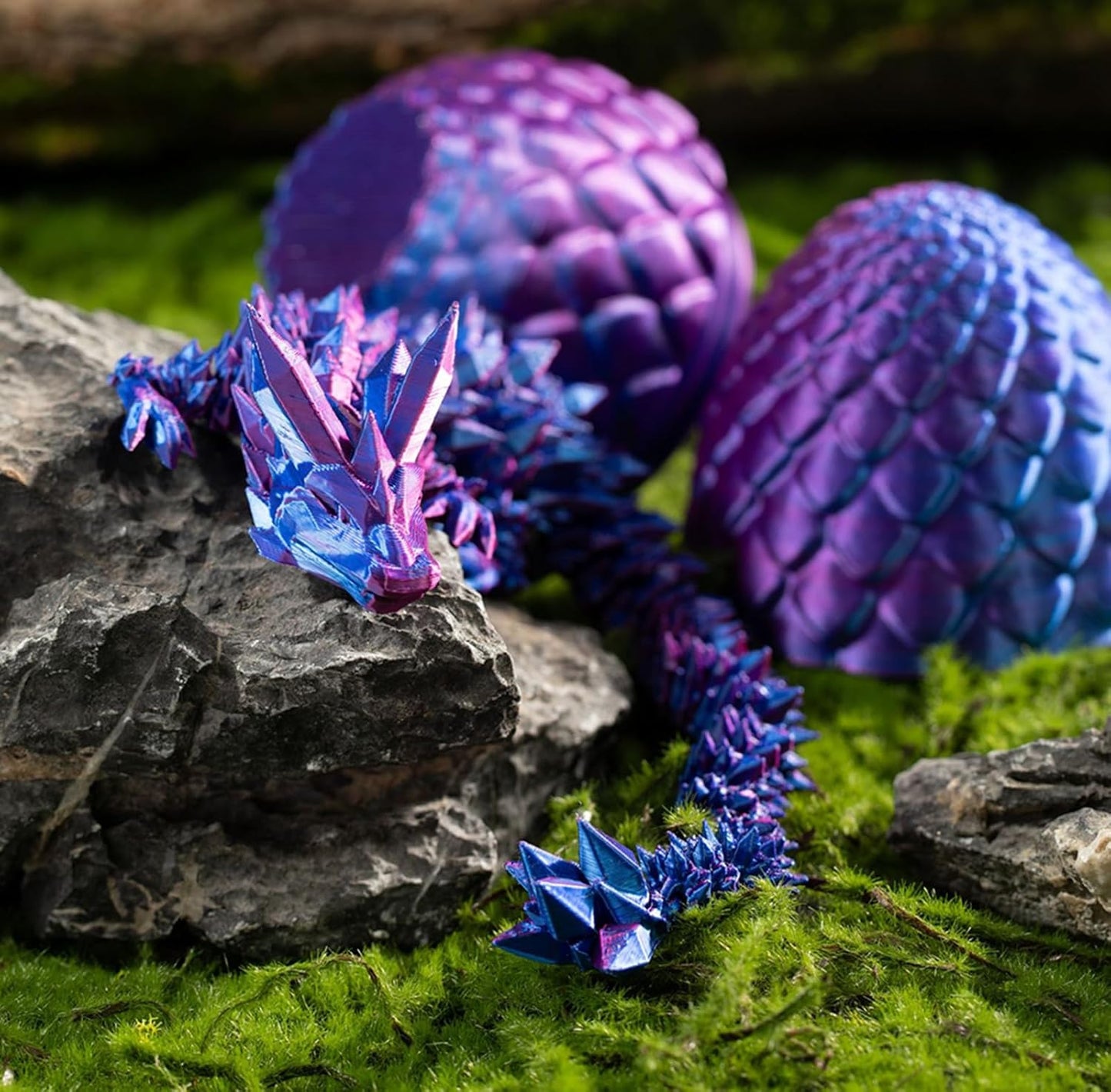 Dragon Egg,3D Printed Articulated Dragon,Dragon Eggs with Dragon Inside,Dragon Toy,3D Printed Dragon Egg Fidget Toys,New Full Articulated Dragon Crystal Dragon (Rainbow), Medium