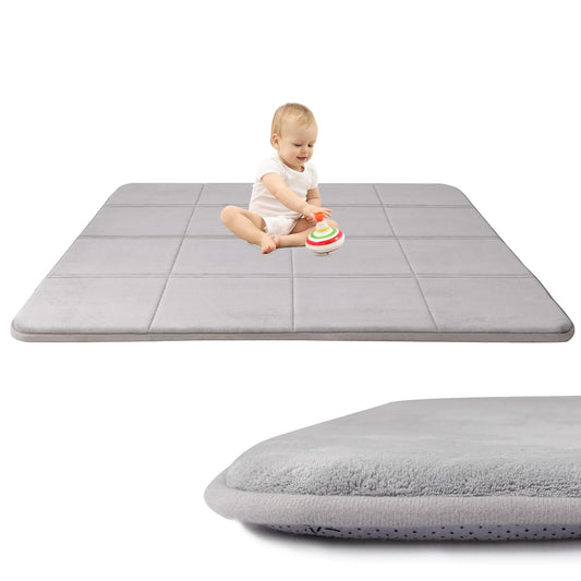 MAXYOYO 1.2" Thick Baby Play Mat for Floor, 36"x60" Foldable Playpen Mat, Tummy Time Foam Mats Ultra Soft Support, Padded Carpet with Non-Slip Backing for Infant,Kids and Toddler Crawling, Grey