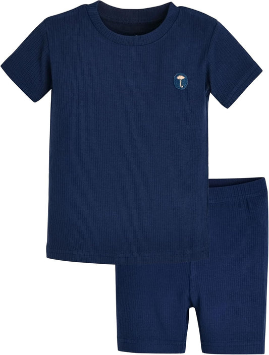 moimoln Pajamas Set 6M-5Y Solid Ribbed Unisex Baby & Toddler, Soft Viscose, Snug-Fit, Everyday Sleepwear