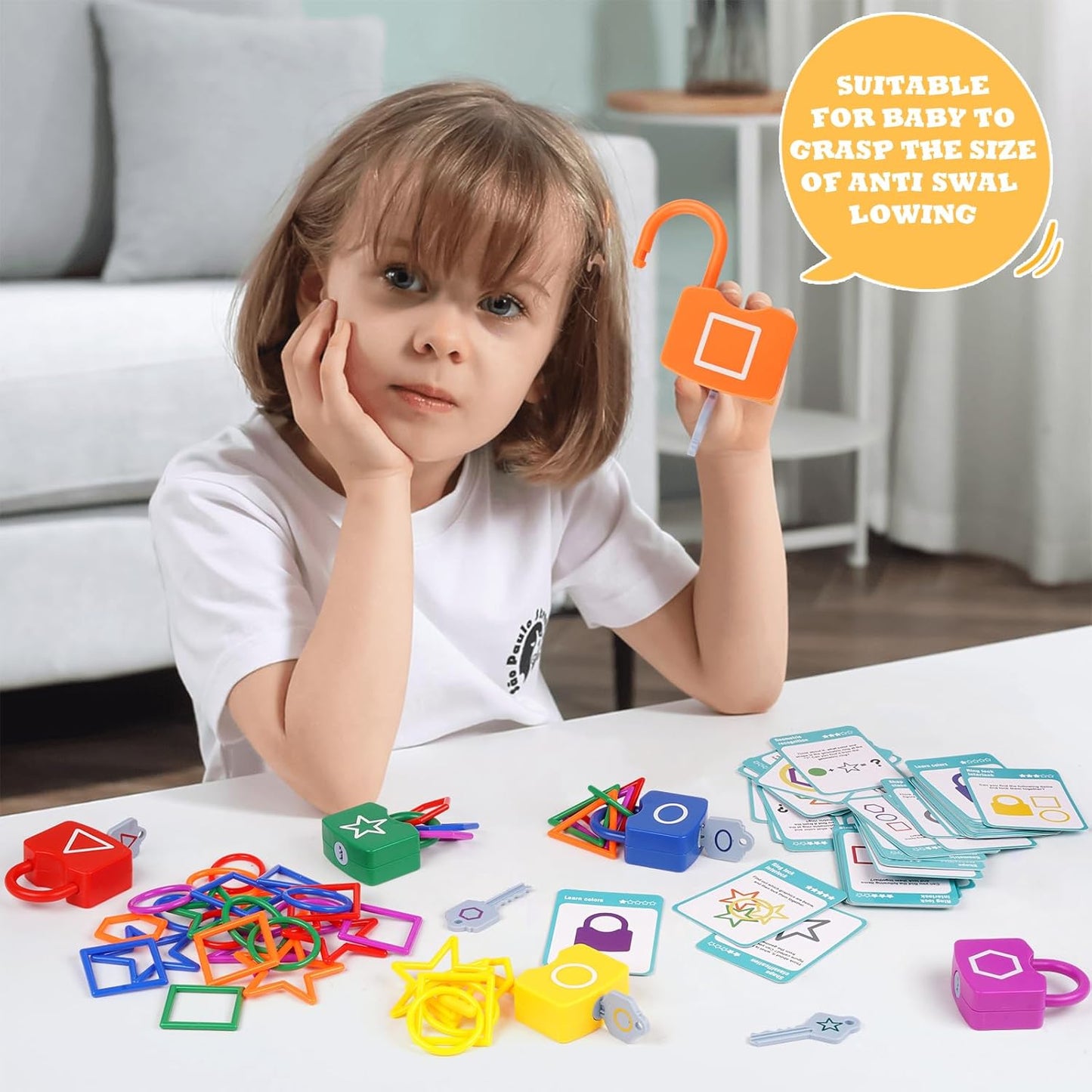 Shape Sorting Matching Learning Locks Toys, Toddler Montessori Educational Toy Geometric Shape Matching Recognition Color Sorting Toy Set, Preschool Locks and Keys Learning Game (Shape Matching)