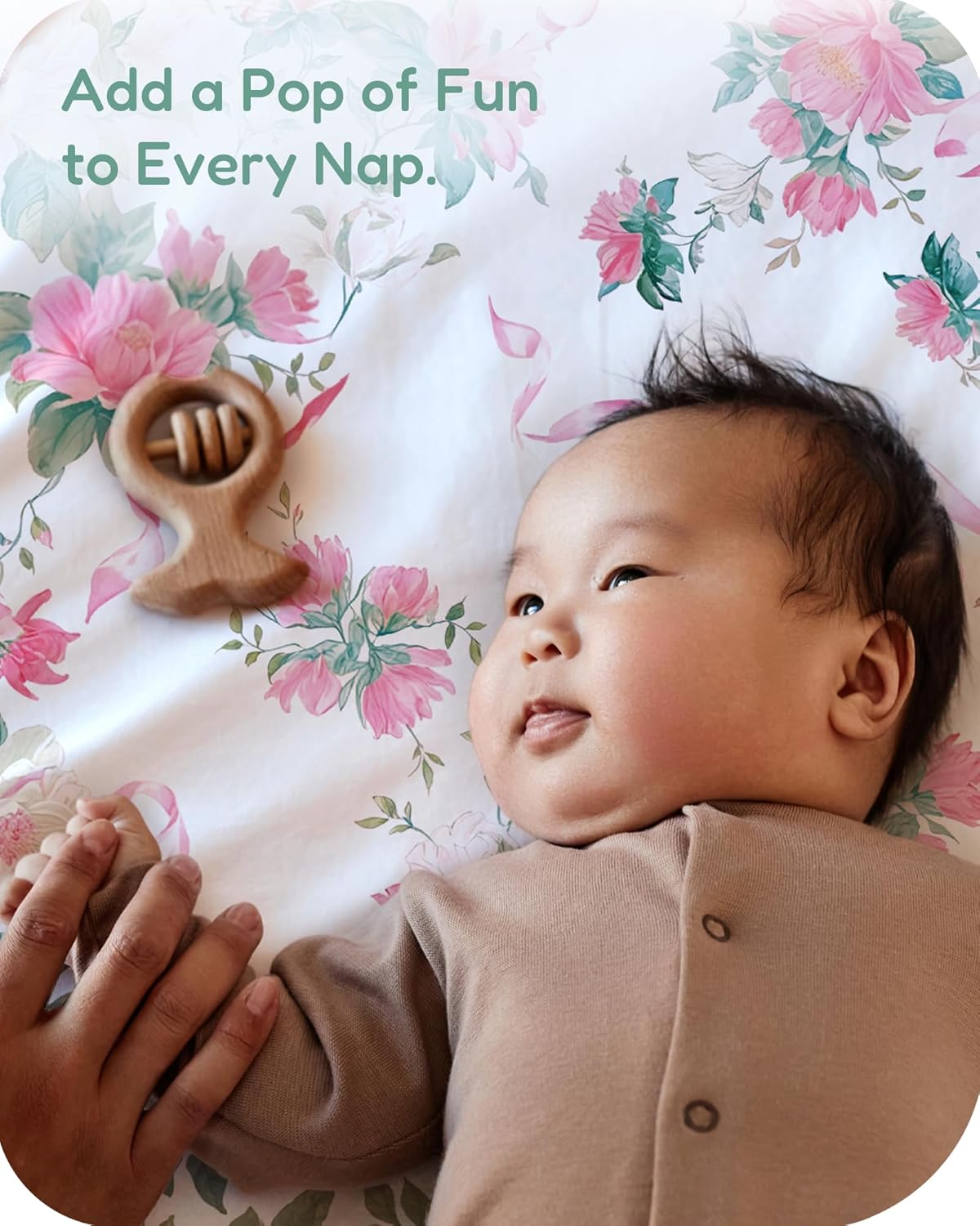 Baby Crib Sheets for Standard Crib Mattress - Pink Roses Pattern, Breathable and Soft, Safe and Snug, Fits 28''x52''x9'' Deep Pocket