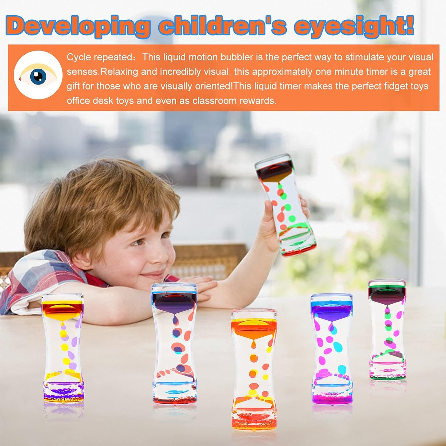 Liquid Motion Bubbler Timer Diamond Shaped Liquid Timer for Fidget Toy,Autism Toys, Children Activity, Calm Relaxing,Penguin Desk Toys and Home Ornament (Red and yellow-ordinary)