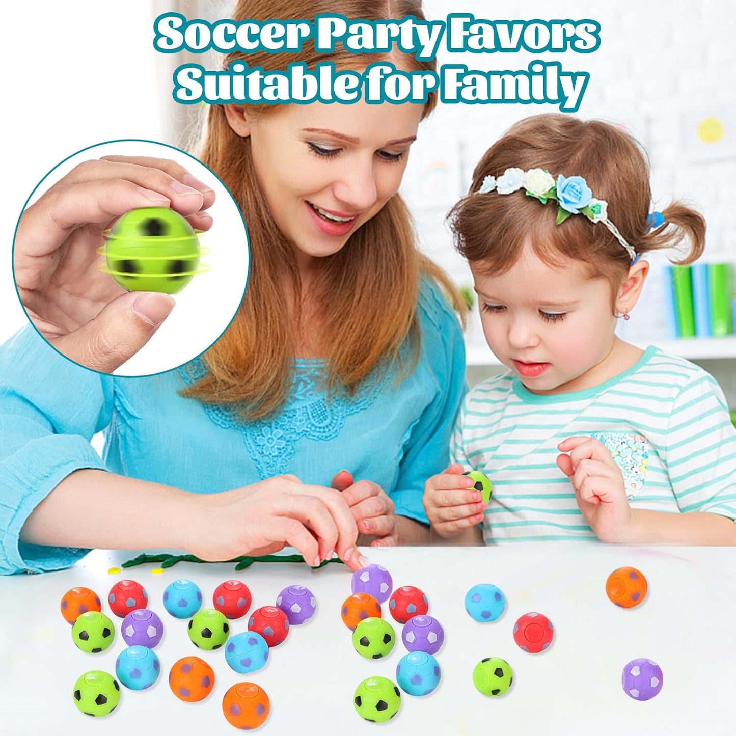 SCIONE 36 Pack Soccer Party Favors for Kids 4-8 8-12 Soccer Balls Fidget Spinner Goodie Bag Stuffers Treasure Box Toys for Classroom Prizes Return Gifts for Kids Birthday Christmas Party favors