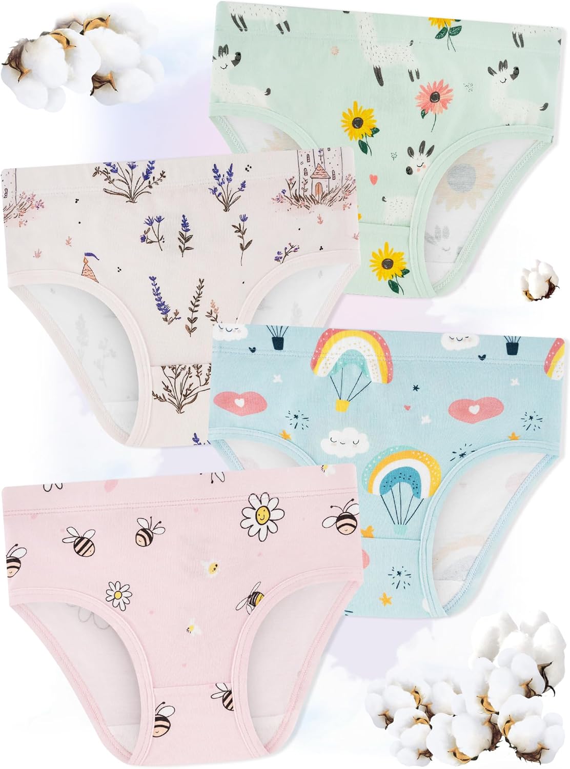 Girls' Underwear,Soft Cotton Tagless Panties for Toddlers' & Little Kids Comfort,Breathable Briefs,8-Pack