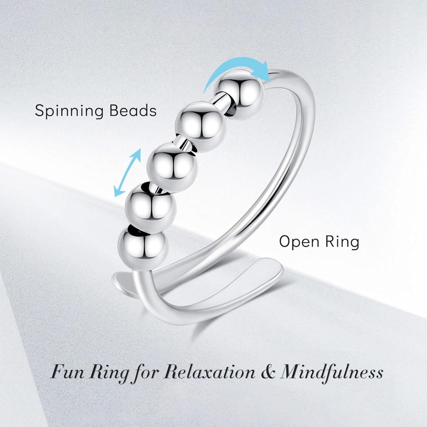 INFUSEU Funny Spinner Fidget Rings for Women Girls Anti Anxiety Stress Worry, Adjustable Size