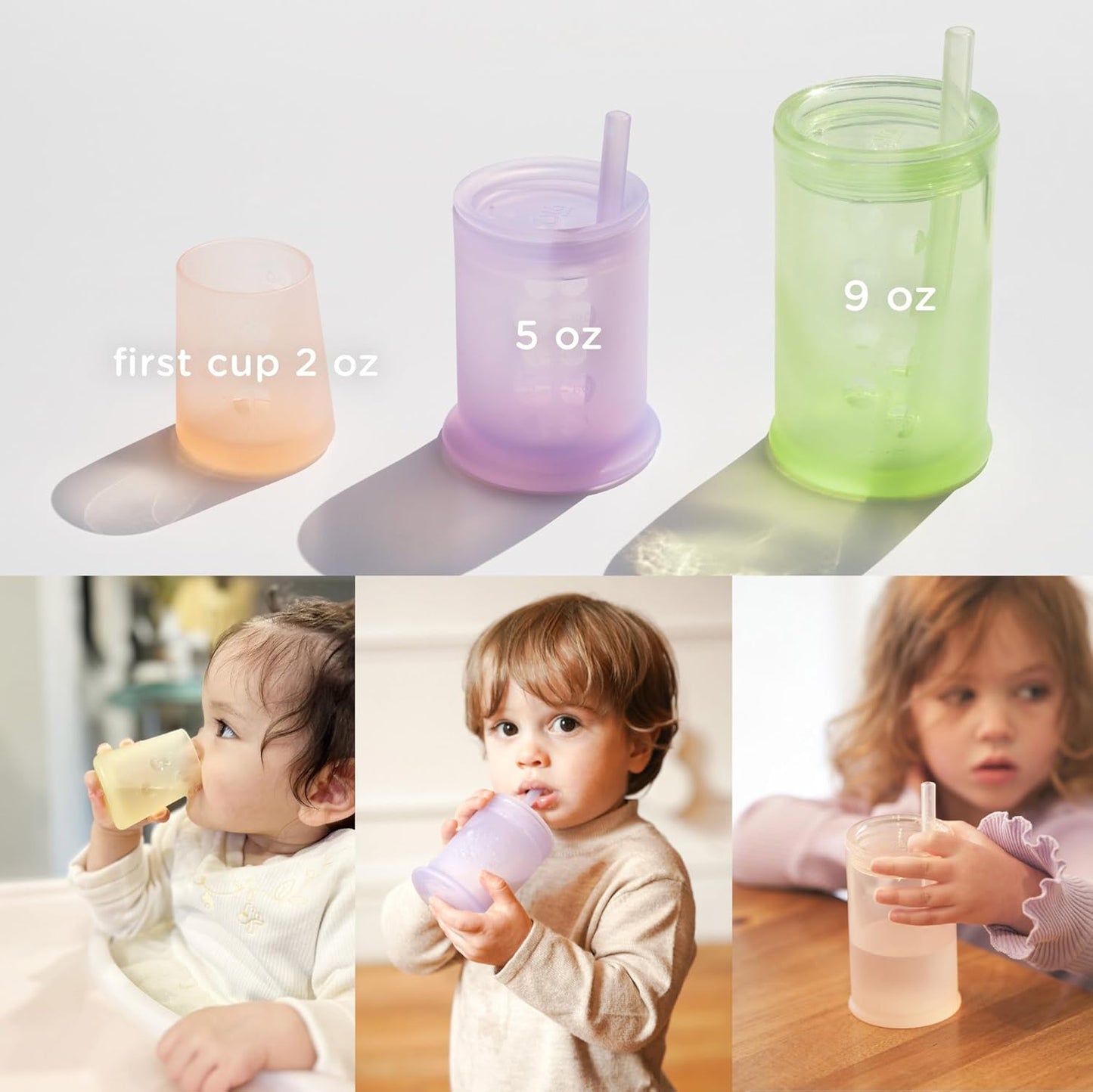 Olababy First Cup | Clear Sense 100% Silicone Infant Trainer Cup | 2oz Medicine Cup for Newborn | Non-Slip & Sloping Design for Tiny Hands & Baby Led Weaning (Mint, 1 Cup)