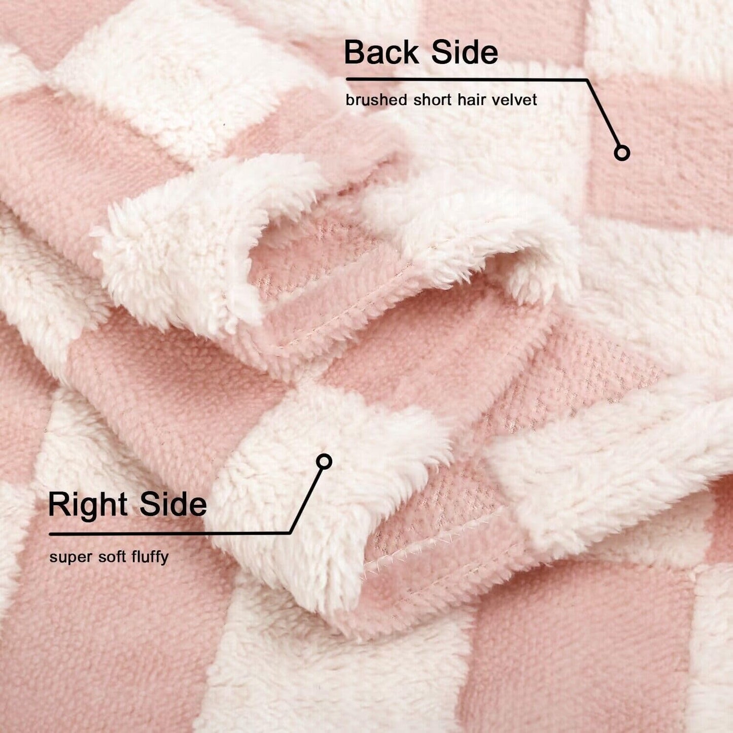 HOMRITAR Baby Blanket for Girls 3D Checkered Fleece Fluffy Fuzzy Checkerboard Grid Warmer Shaggy Soft Cozy Fuzzy Bed Blanket for Toddler, Newborn or Infant Pink 30 x 40 Inch