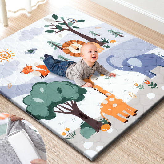 Premium Foam Baby Play Mat 50" x 50" – Removable & Machine Washable Cover, Extra Thick Padding Playpen Mat, Non-Slip Crawling Mat, Easy to Clean for Infants, Toddlers & Babies